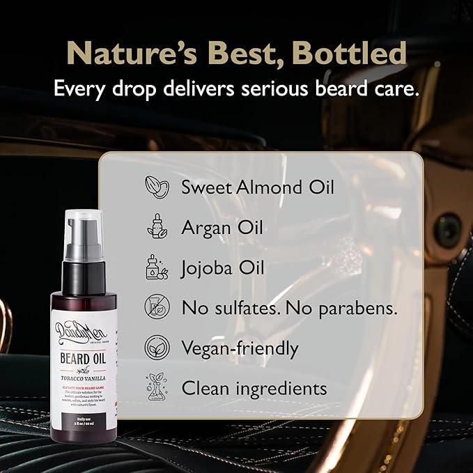 Beard Oil for Men – Hydrating Beard Conditioner & Softener with Sweet Almond & Argan Oils – 2 oz, Tobacco Vanilla