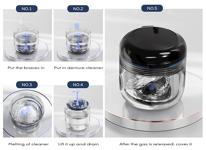 MURRI&MURRDI Retainer Case, Denture Bath Box with Strainer Basket, Mouth Guard Case Braces Cleaner Cup Cute Denture Holder Nightguard Storage Soak Container for Travel (Black)