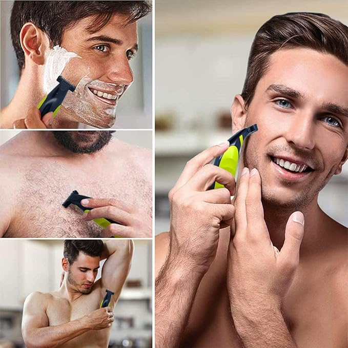 LinMei Men's Electric Trimmer Full Body Wet & Dry Shaver with 3 Trimming Combs, USB-C Fast Charging, IPX5 Waterproof, Cordless Foil Trimmer for Face, Head, Body (Shaver)