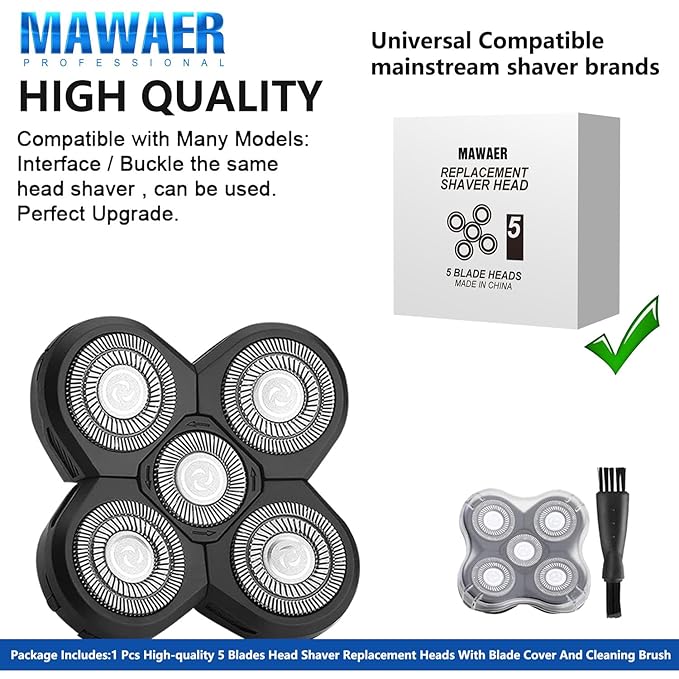 Universal 5 Blades Replacement Head Compatible with Freedom Gold Shaver and Most Mainstream Brands - 5D Electric Head for Some Brands