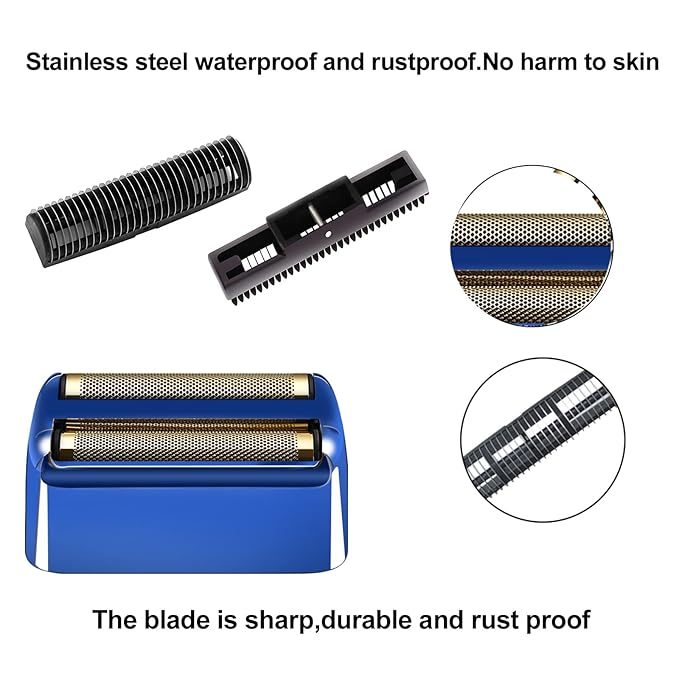2 Pack Shaver Replacement Foil and Cutters compatible with BaBylissPRO Double FXFS2 Metal shaver foil replacement,Blue