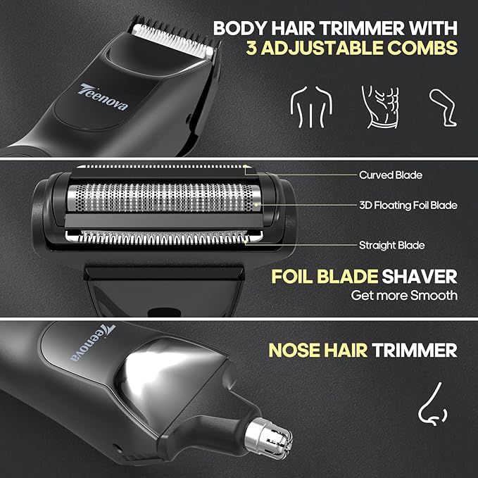 Electric Body Hair Trimmer Shaver - 3 in 1 Pubic Trimmer for Men - Bikini Trimmer for Women - No Nick Groin Ball Razor with Ceramic Blade Head, Wireless Dock Charging