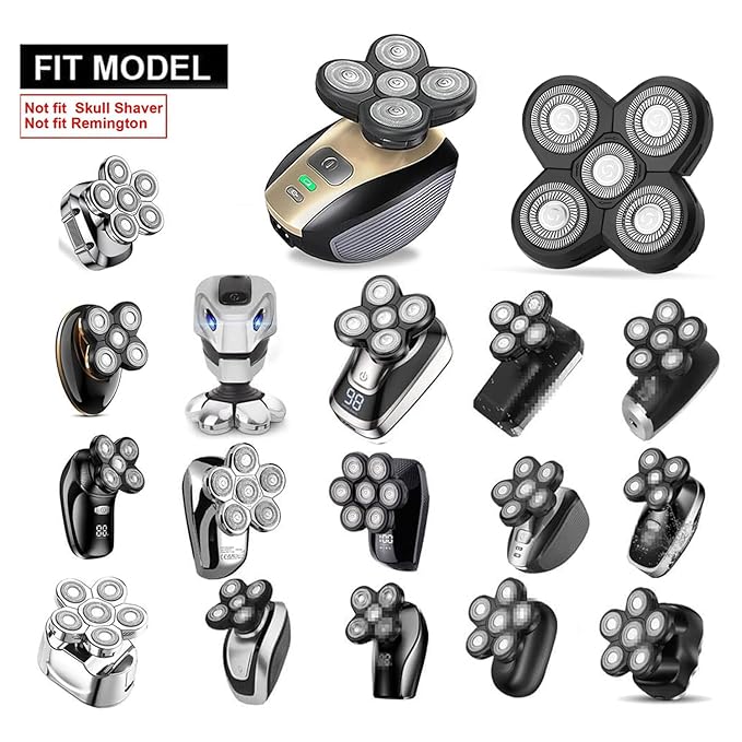 3 PCS Universal 5 Blades Head Shaver Replacement heads for Freebird Head shaver and Other Brand shaver Black