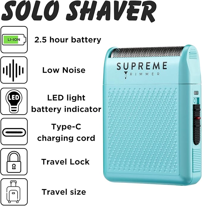 Supreme Trimmer Solo Single Foil Shaver for Pocket | 150 Min Runtime Cordless use, Powerful USB-C Mini Travel Razor for Professional & Home use | STF101