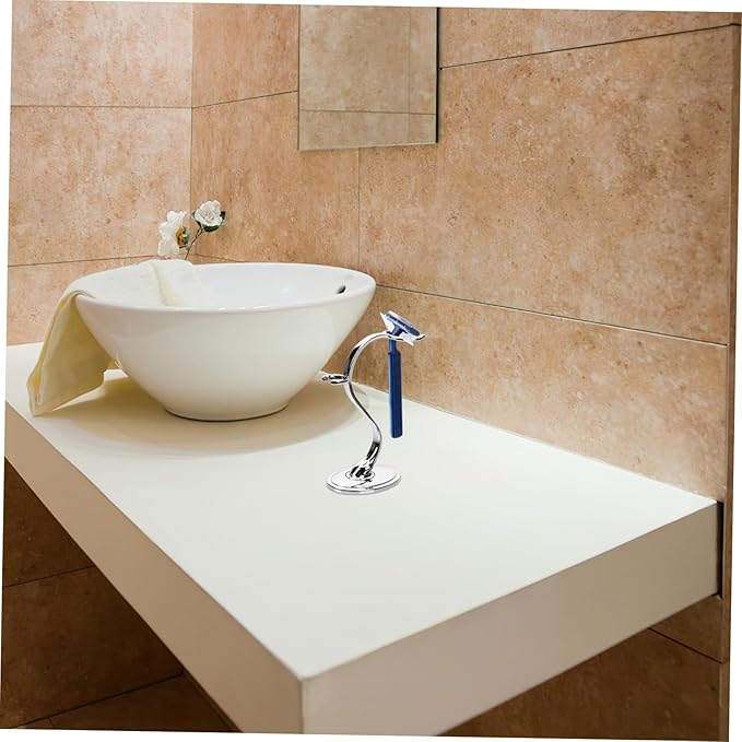 Razor and Brush Stand for Men Sturdy Shaving Organizer Non-slip Base for Bathroom Storage of Safety Razors and Shaving Brushes Rustproof Design
