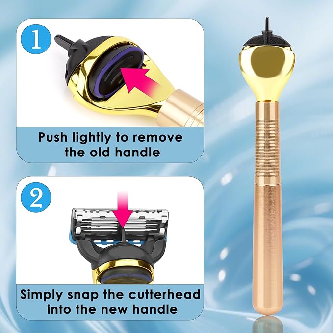 Metal Razor Handle Replacement, Men's Shaving Razor Handle, Shaver Handle Compatible with Gillette Fusion 5 Proshield & Proglide Blade Refill (Gold)