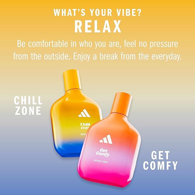 Adidas Vibes Chill Zone Eau de Parfum 1.6 fl oz (Pack of 1), Notes of Amber, Lavender, and Vanilla, Unisex Fragrance, Long Lasting, Sporty Fragrance, Travel Size