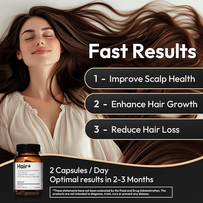 BIGVITA Hair Growth Supplement – Fast Hair Regrowth for Thicker, Fuller Hair | AnaGain™ Nu, Biotin, Black Sesame Extract | Hair Loss Support for Women & Men | Vegan, Gluten-Free – 1 Month Supply