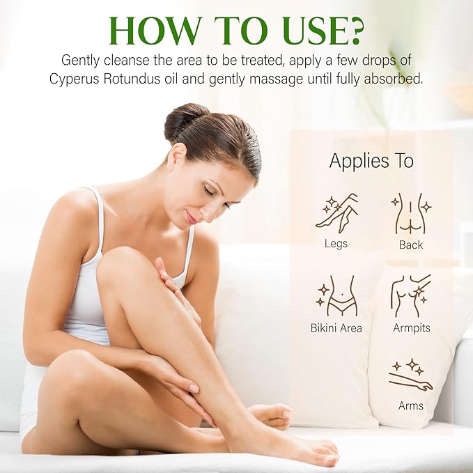 Cyperus Rotundus Oil,Cyprus Rotundus Oil for Hair Removal,Cyperus Oi-l Natural, Soothing and Gentle,Reducing Body Hair Growth,Smooth Skin & Hair Removal,60ml (1pcs)