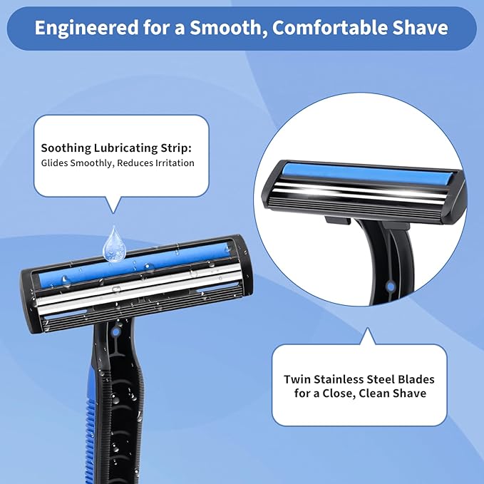 120 Pack Disposable Razors Bulk Shaving Cream for Men, Shaving Kit for Men, Homeless Supplies Bulk, Individually Wrapped Toiletries for Travel Home Hotel Camping Shelter Church Donation