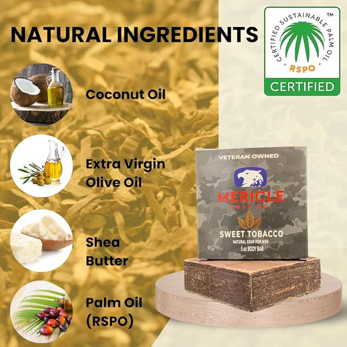 All Natural Bar Soap, 3 Bar Variety Pack- Bay Rum, Sweet Tobacco, & Pine Tar | Fan Favorites | Made in the USA | Veteran-Owned | Ideal for Men