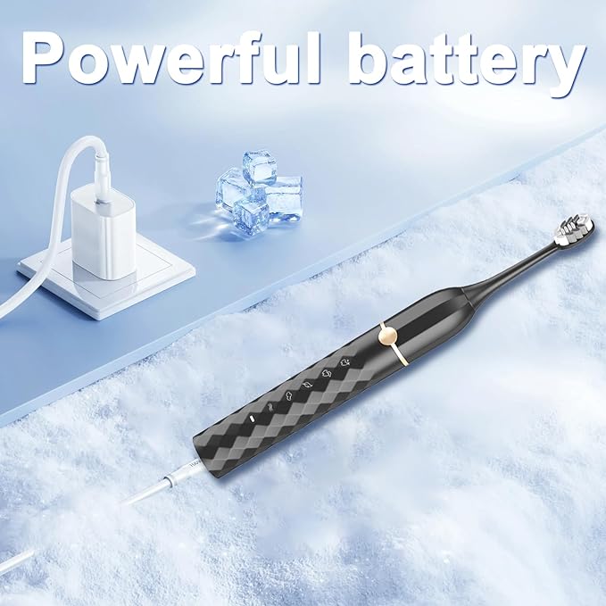 Electric Toothbrush Set, Equipped with 10 Brush Heads and Travel case, IPX8 Waterproof, 2-Minute Timer, 42000 high-Frequency Vibrations, 5 Modes, The First Choice for Gift Giving