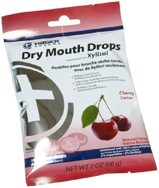 Hager Pharma Dry Mouth Drops - Cherry - 2 oz - Gluten Free - Sweetened with xylitol