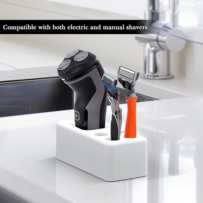 Linkidea Diatomaceous Earth Safety Razor Holder, Quick-Drying Stand Compatible with Vikings Blade Chieftain, Merkur 34C HD, 38C, Shaving Revolution (White)