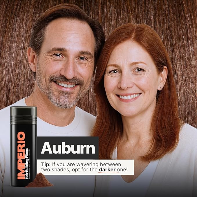 IMPERIO Hair Building Fibers for Thinning Hair - 26g Premium Hair Fibers for Women & Men in Hairdresser Quality - Hair thickening in less than 20 seconds (Auburn)