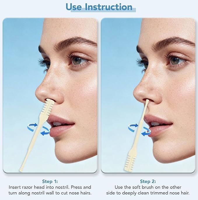 Manual Nose Hair Trimmer, Nostril Hair Remover, Portable Travel Home Daily Use Essentials with Ear Pick for Men & Women (6pcs)