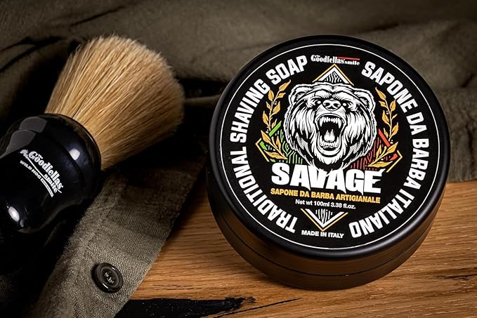 The Goodfellas' Smile, SAVAGE (Bergamot & Lemon), Luxury Italian Shaving Soap, Formulated for Use with A Shaving Brush, Made in Italy