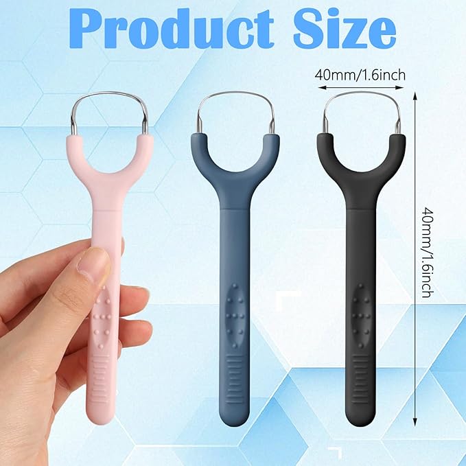 3 Pack Colorful Metal Tongue Scraper for Adults Stainless Steel Tongue Cleaner Tongue Brush Gentle Stylish Tongue Scrapers for Bad Breath Oral Hygiene Cleaning Tool