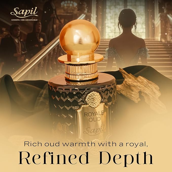 Sapil Royale Oud Eau de Parfum – Long Lasting Unisex Oud Perfume | Saffron, Oud & Patchouli Notes | Rich Royal Signature Fragrance | 3.4 oz / 100ml