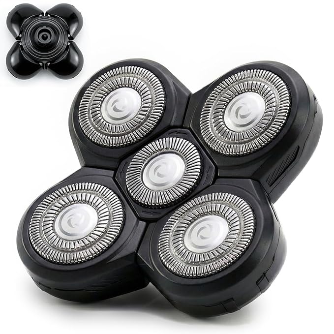 5D Head Shavers Replacement Blades, Electric Head Shavers for Bald Men Replacement Heads, 5 Blades Floating Rotary Shavers Heads Compatible, Men's Head Shaver Blade, Wet & Dry Washable