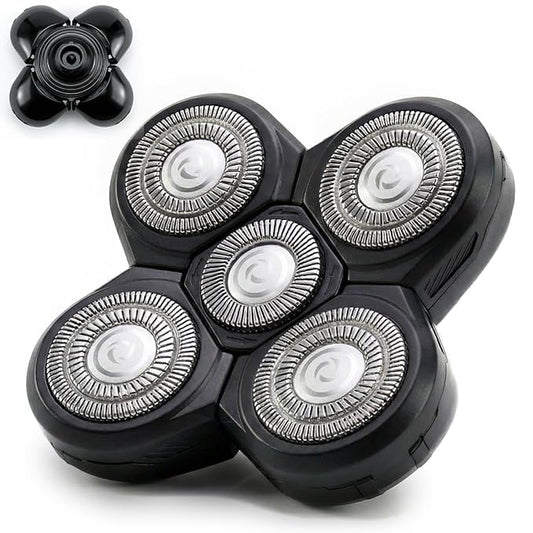 5D Head Shavers Replacement Blades, Electric Head Shavers for Bald Men Replacement Heads, 5 Blades Floating Rotary Shavers Heads Compatible, Men's Head Shaver Blade, Wet & Dry Washable