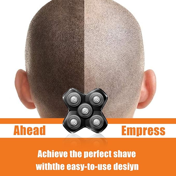 Universal Magnetic 5 Blades Compatibility for MANSCAPED Replacement Blade Pad - Five Stainless Steel Rotary Pivoting Blades for Smooth Shave, Magnetic Attachment for Men's Head Shaver(1-Pack)