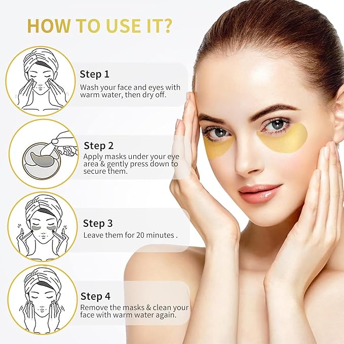 umma Gold Eye Mask – Collagen Under Eye Patches for Puffy Eyes, Dark Circles & Wrinkles – 20 Pairs (For Women & Men)