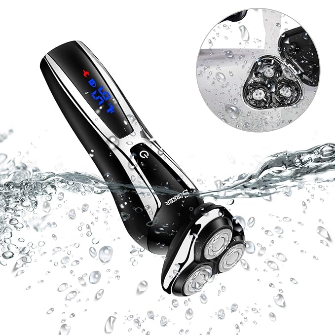 SURKER Electric Shaver Razor Cordless Beard Trimmer for Men Nose Hair Trimmer 3 in 1 Grooming Kit Plus 1 Facial Cleansing Brush Waterproof USB Rechargeable Dry Wet