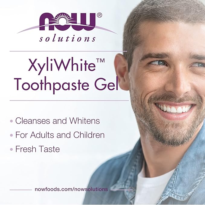 NOW Solutions, Xyliwhite™ Toothpaste Gel, Coconut Oil, Cleanses and Whitens, Cool Coconut-Mint Taste, 6.4-Ounce (Pack of 2)