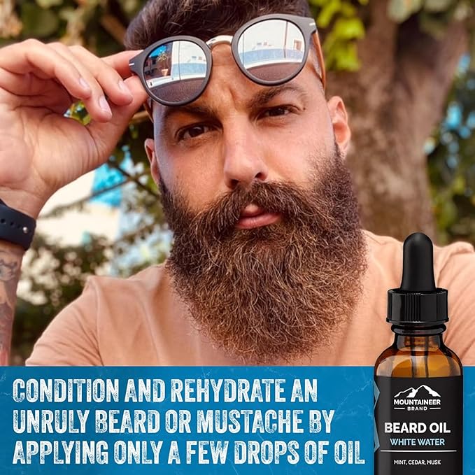 Mountaineer Brand Beard Oil - White Water Scent - 100% Natural Conditioner and Softener For Men - Hydrates and Moisturizes for Beard Growth - Treats Dry Itchy Beards - 1oz