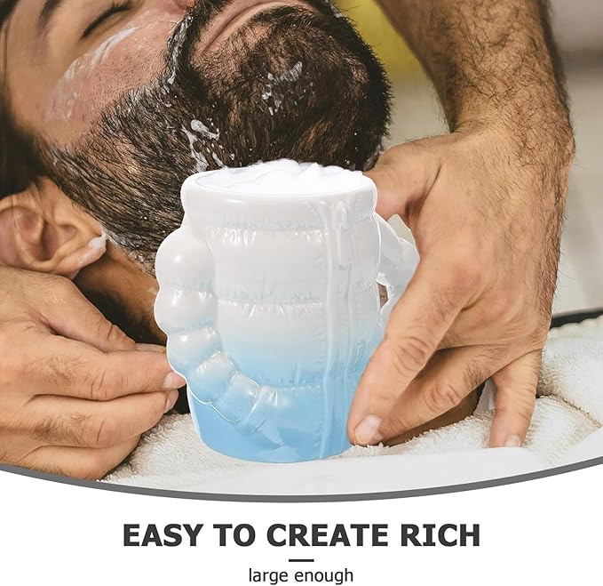 PRETYZOOM Ceramic Shaving Soap Bowl for Men, Blue Porcelain Shave Cup with Quick Lather Design, Sturdy Shaving Mug Suitable for Home and Travel Use