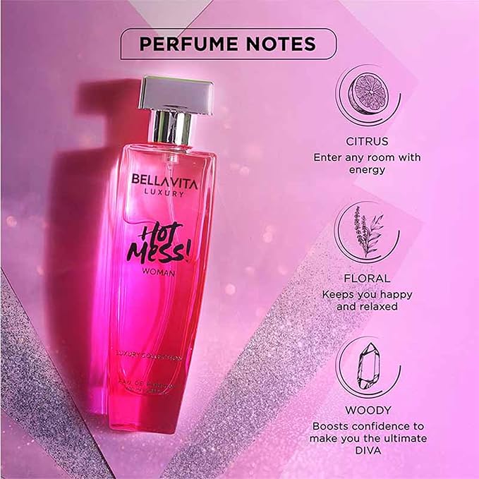 BellaVita Luxury Hot Mess Perfumes for women (100ml) | Luxury Eau De Perfume for Women | Notes of Citrus, Mandarin, Passion Fruit, Floral & Fruity | Premium French Floral Perfume for Women