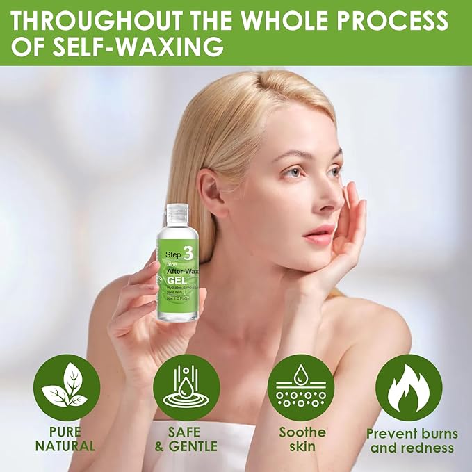 Mini Pre Wax Spray and After Wax Spray, Triple-bottle Set After Wax Care with Pre Wax Cleanser, Wax Remover Oil and Skin Soother Organic Aloe Vera Gel for Sensitive Skin