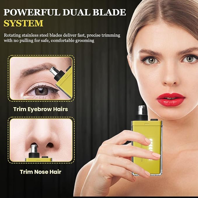 Nose Hair Trimmer for Men Women - Electric Nose Hair Clipper with Replaceable Stainless Steel Blade, Powerful Motor, Wet/Dry Use, Portable USB Rechargeable Design | Yellow