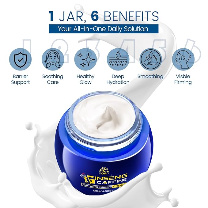 AOAO Ginseng Hexapeptide Anti Wrinkle Moisturizer for Men, Brightening Face Cream with Shea Butter & Turmeric, Brightening & Firming Skin, Deep Nourishment, Intensive Moisture Locking (Ginseng-1)