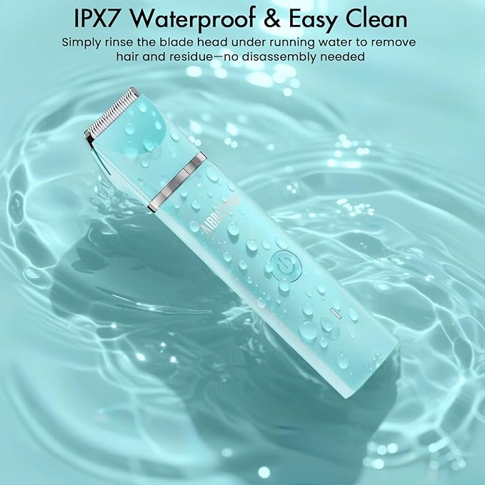 Electric Bikini Trimmer for Women,2 in 1 Electric Shaver for Women Pubic Hair, Portable Razors for Shaving with 2 Trimmer Heads,IPX7 Waterproof (Blue)