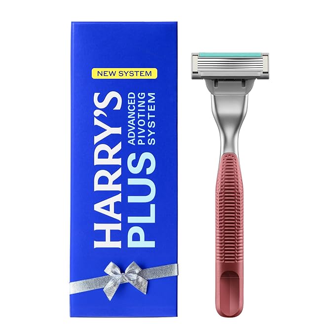 Harry's-PLUS: Razor for Men - Premium Handle and Razor Blade Cartridge - Advanced Pivoting System - Shaving Kit for Men - Clay