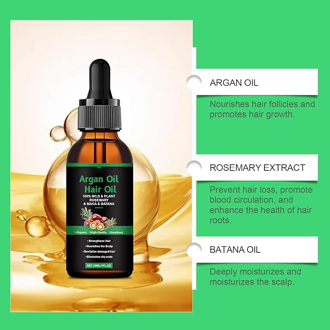 Organic Hair Growth， Rosemary & Batana Oil for Scalp & Hair Strengthening，All Hair Types Treatment Oil (1 Pcs)