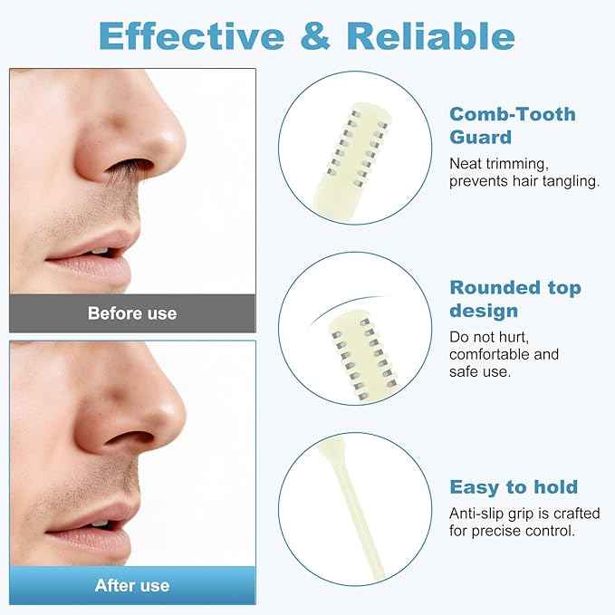 5PCS 2-in-1 Nasal Hair Cutter, Upgrade Manual Double Sided Nose Hair Trimmer Cutter for Women and Men 360°Rotating Nose Hair Remover Grooming Tool knife Razor Portable Nostril hair kit (Beige)