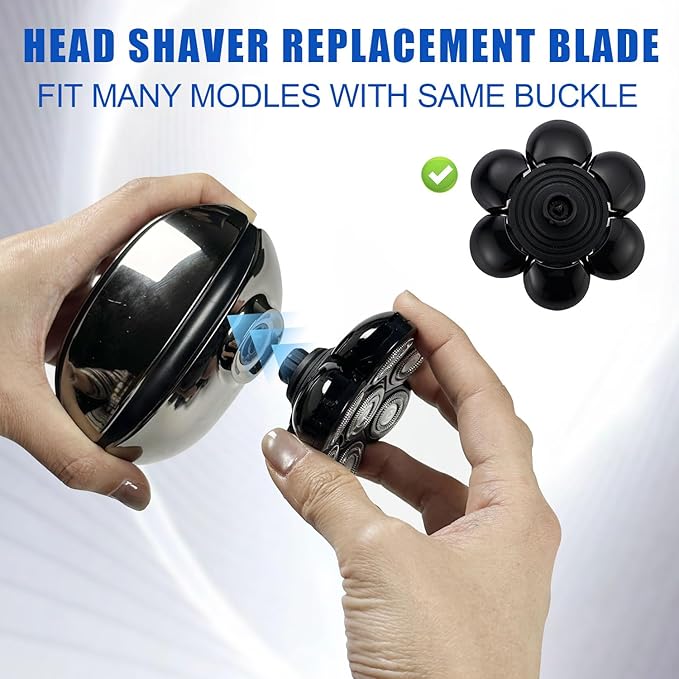 7 Head Shaver Replacement Razor Heads for Many Brands Bald Men's Electric Foil Shaver Replacement,Universal Shaver Replacement Blades for Electric Razor for Men Bald and Face (Black 7 Head/2PCS)