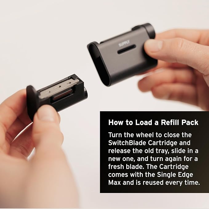 SUPPLY Single Edge Max Blade Refills for Men – Includes 8 Black Label Steel Replacement Blades – Crafted in Japan