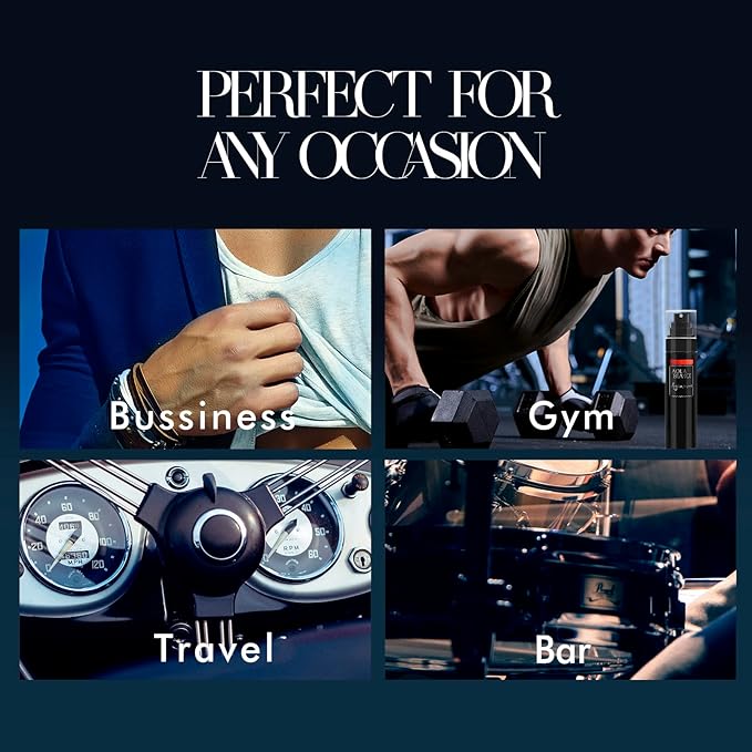 Body Spray For Men, Mens Body Spray, Deodorant For Men Refreshing Fragrance Mist, Pack of 3, Each 3.4 Fl Oz, Tricky Game, Blue, Agiomme