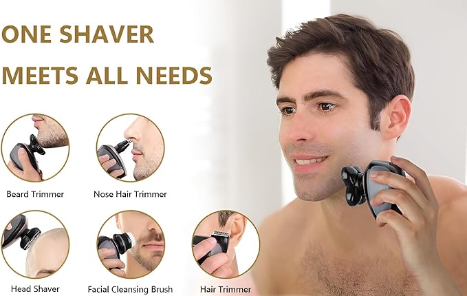 Five in one Razor USB Charging Cable, Instruction Manual, Cleaning Brush, Silicone Head, Barber Head, face wash Head, Nose Hair Device, Shaver 5 Knife Head, Limit Comb