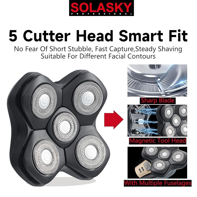Universal Magnetic 5 Blades Replacement Heads for Freebird and Freedom Head Shaver and Many Brand