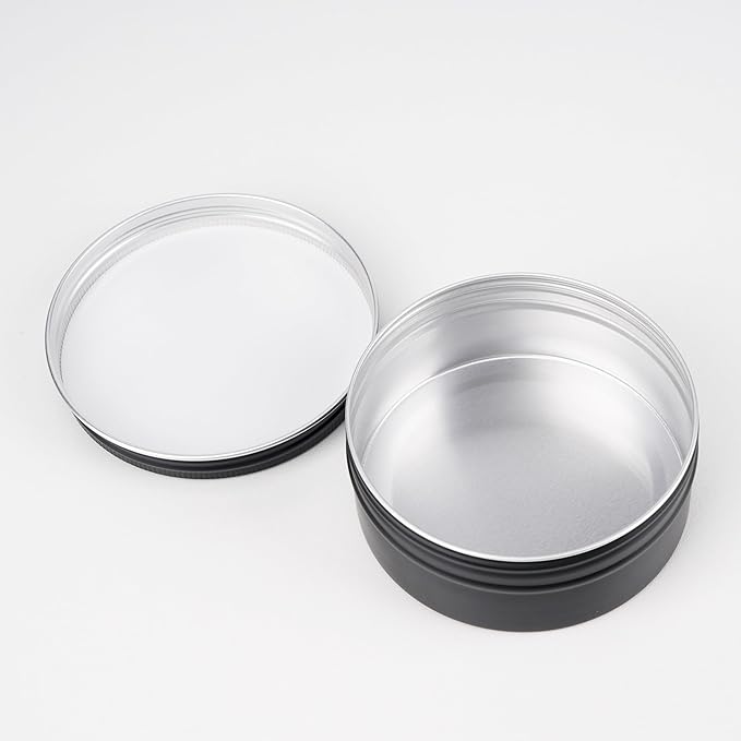 Linkidea Aluminum Shaving Soap Screw Top Tin with Cover, Shaving Soap Storage Replacement Case, Shaving Soap Box for Travel (Black)