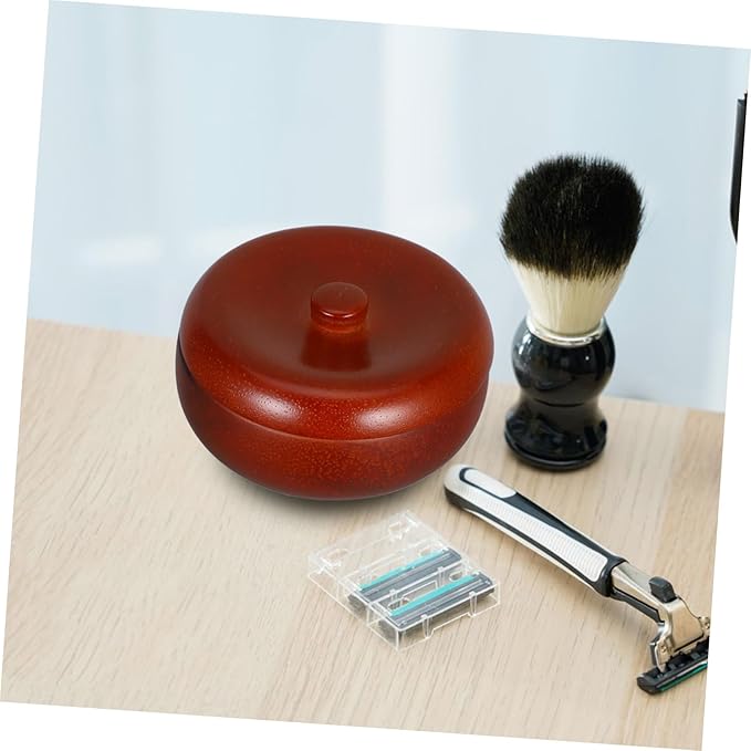 Razor Bowl Mug Wooden Shaving Bowl Lid Shave Soap Cup Shaving Cream for Men