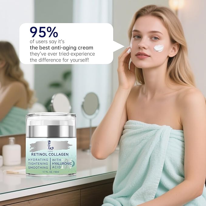 Retinol Firming Face & Neck Cream with Collagen and Hyaluronic Acid – Anti-Aging Moisturizer for Wrinkles, Lifting & Hydration for Men & Women, 1.7 Fl Oz