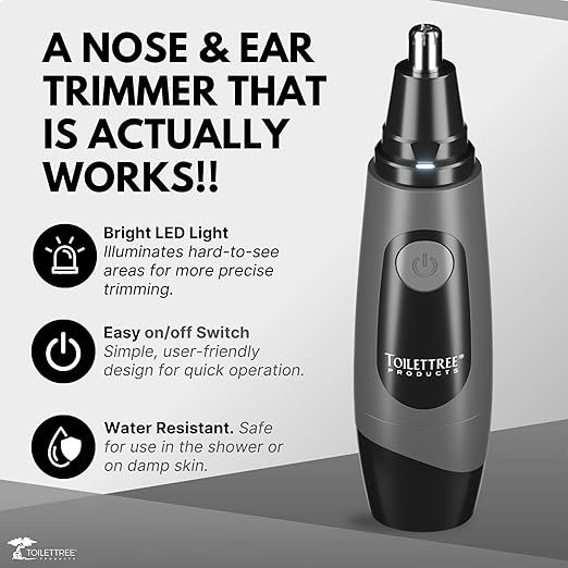 ToiletTree Products Water Resistant Nose and Ear Hair Trimmer with LED Light