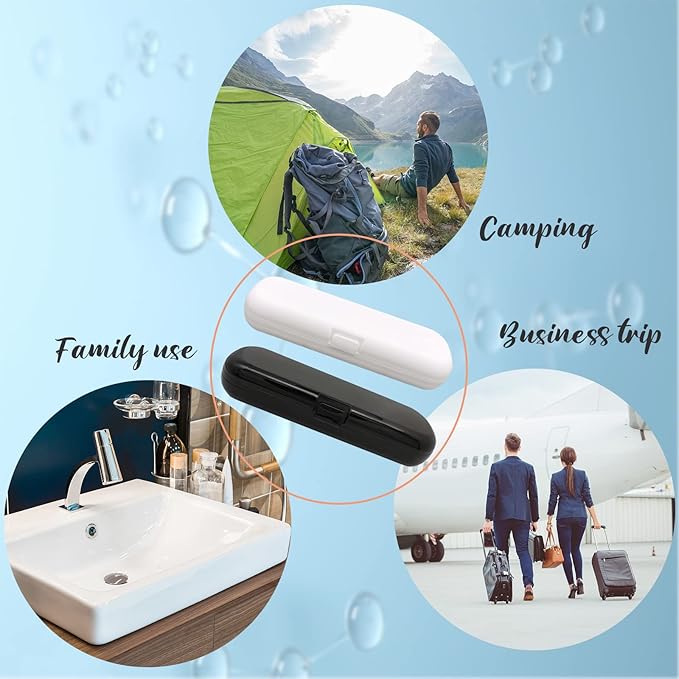 2 Pcs Electric Toothbrush Travel Case, Portable Travel Toothbrush Holder for Electric Toothbrush Set (Blue and Black)