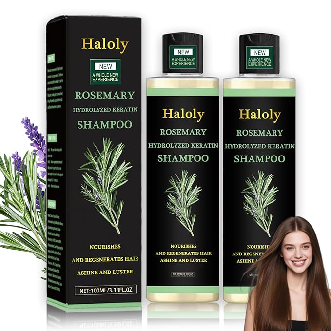 Organic Rosemary Hair Growth Shampoo, Hydrolyzed Keratin and natural extract of rosemary,Nourishes and Regenerates Hair for Thinning Hair & Hair Loss for Women and Men (Pack of 2)